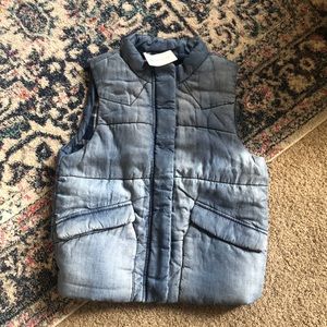 Denim zip up vest